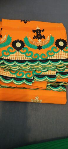 Tissu broderie SALOUVA - caro orange photo review