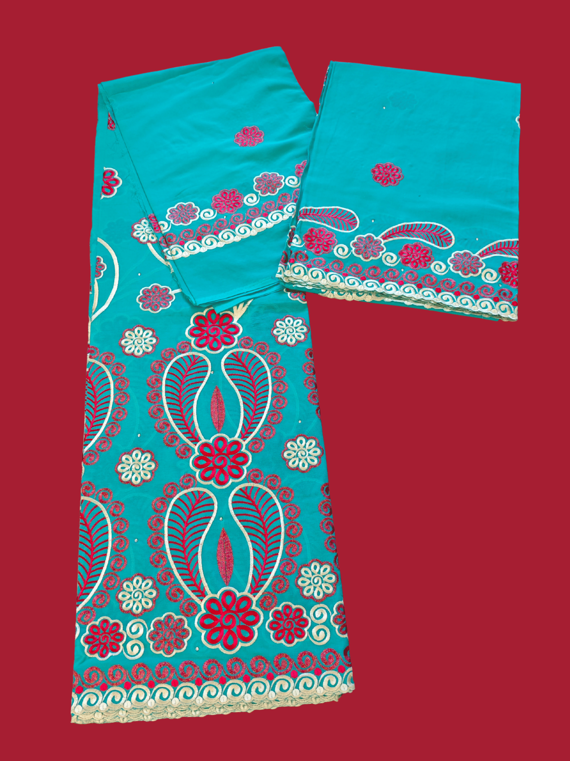 Salouva broderie - 100% cotton - bleu ciel