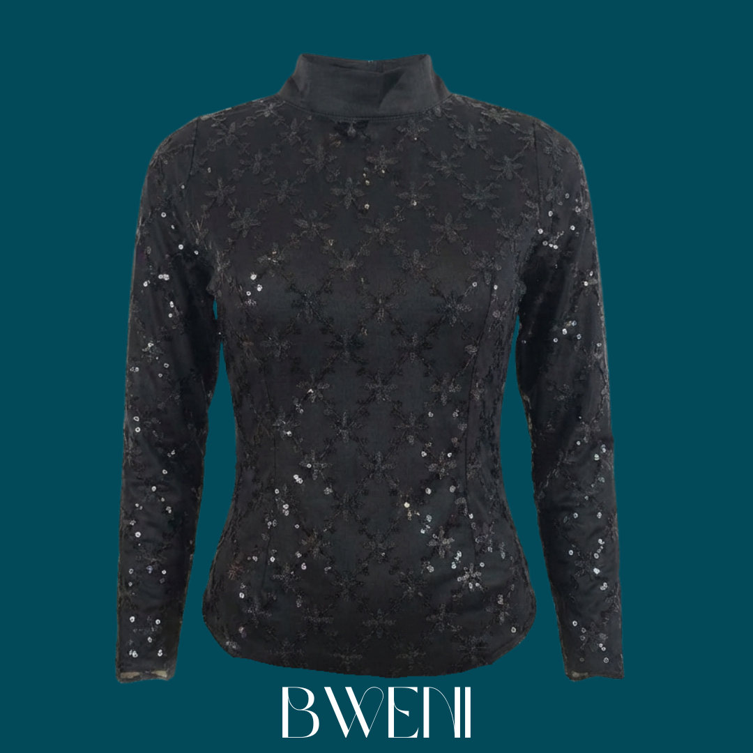 Body Dentelle Noir col fermé