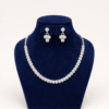 Parure Florale Argentée sur Velours Bleu