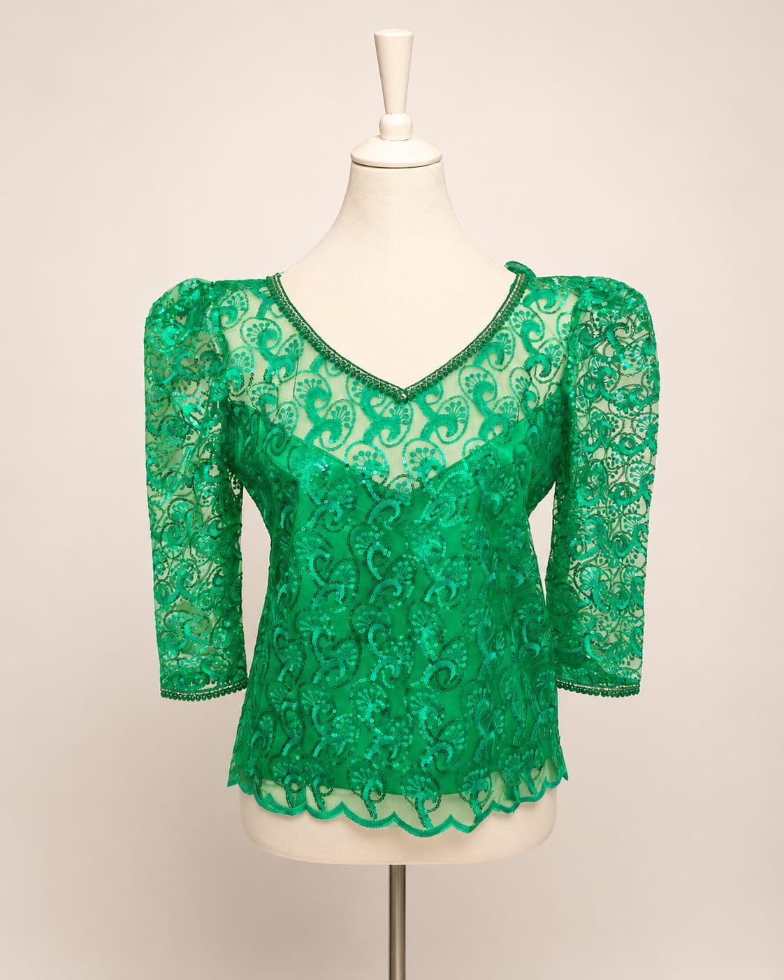 Body dentelle - Vert fleur avec chaine